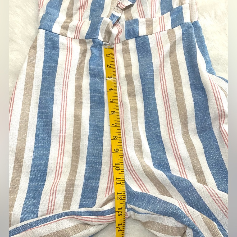 Karlie Womens S Blue Stripe Jumpsuit Boho Fall Preppy Cottagecore Coastal Fairy - Picture 12 of 14